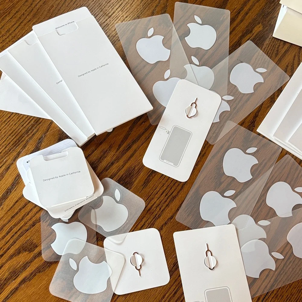 Apple White Logo Sticker and empty iPhone boxes large lot